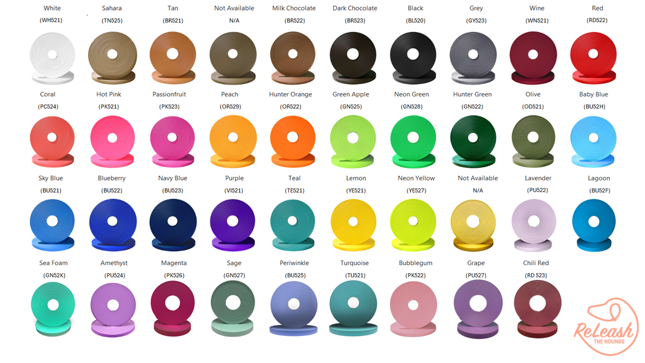 Printed Biothane® with Solid Colour - 1" Width
