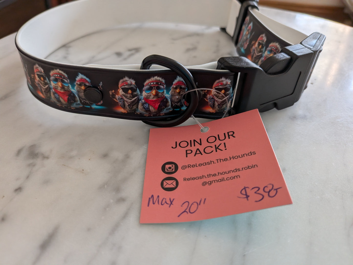 Pre-Made, Printed Biothane® 1" width - Rockin' Birds
