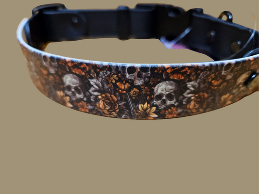 Pre-Made, Printed Biothane® with solid colour, 1" width - Skulls