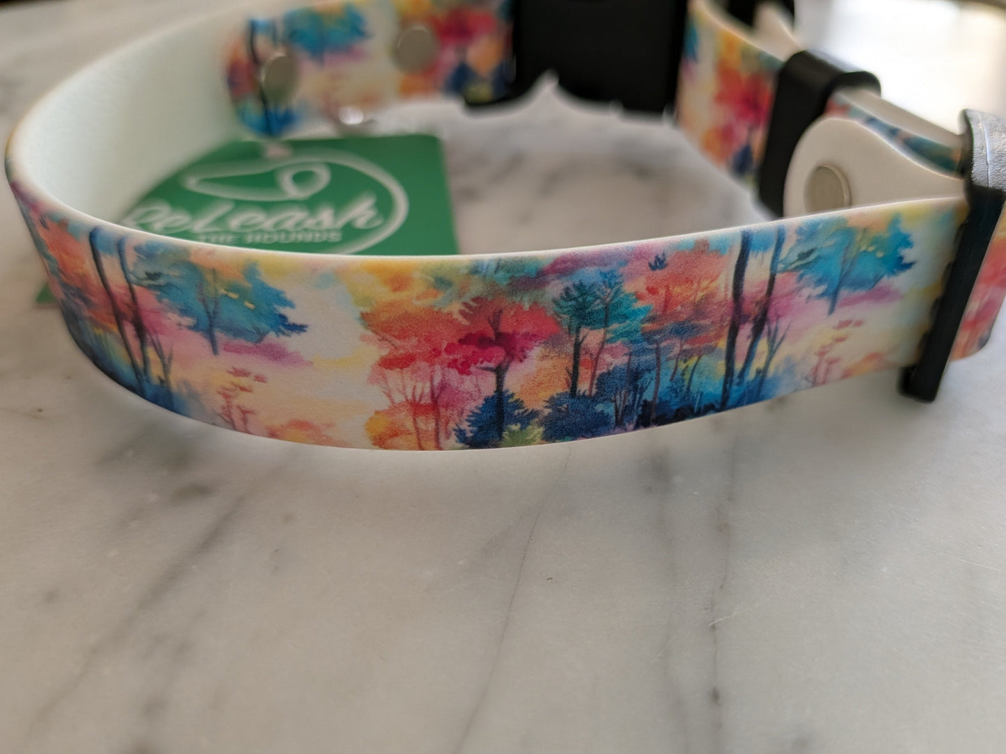 Pre-made Printed Biothane® 3/4th Collar - Watercolour Forest!