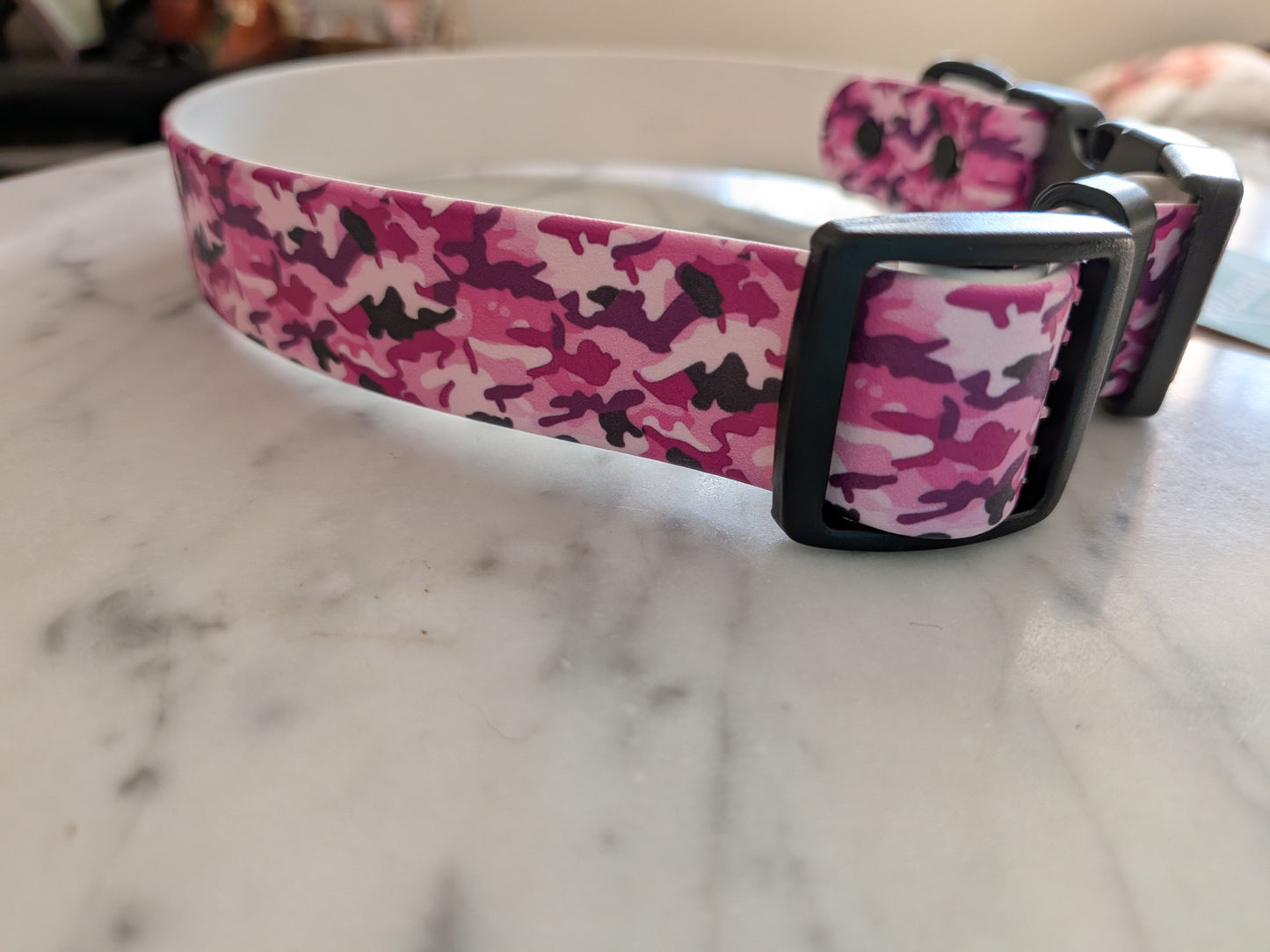 Pre-Made, Printed Biothane® 1" width - Pink Camo